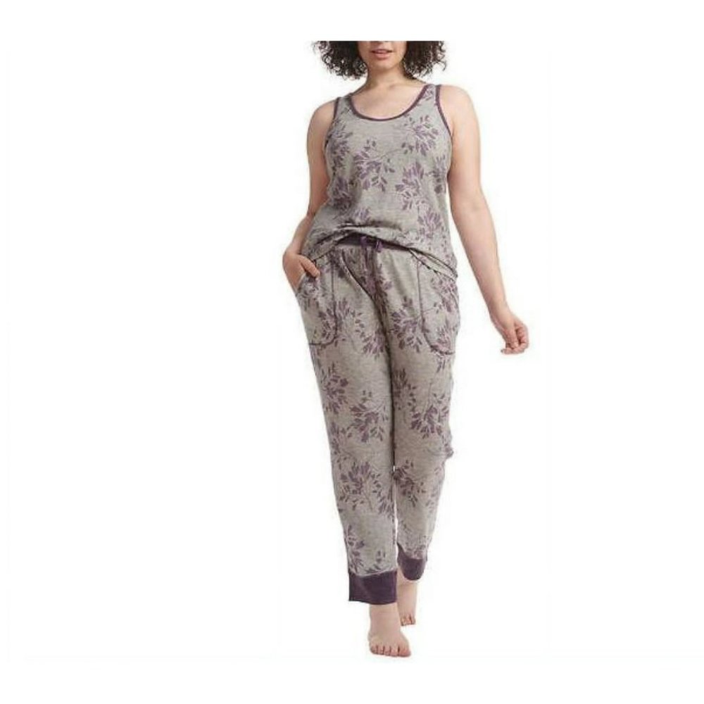Live Love Lounge Women's Leave Printed 2-Piece Lounge Set Purple Medium NWOT